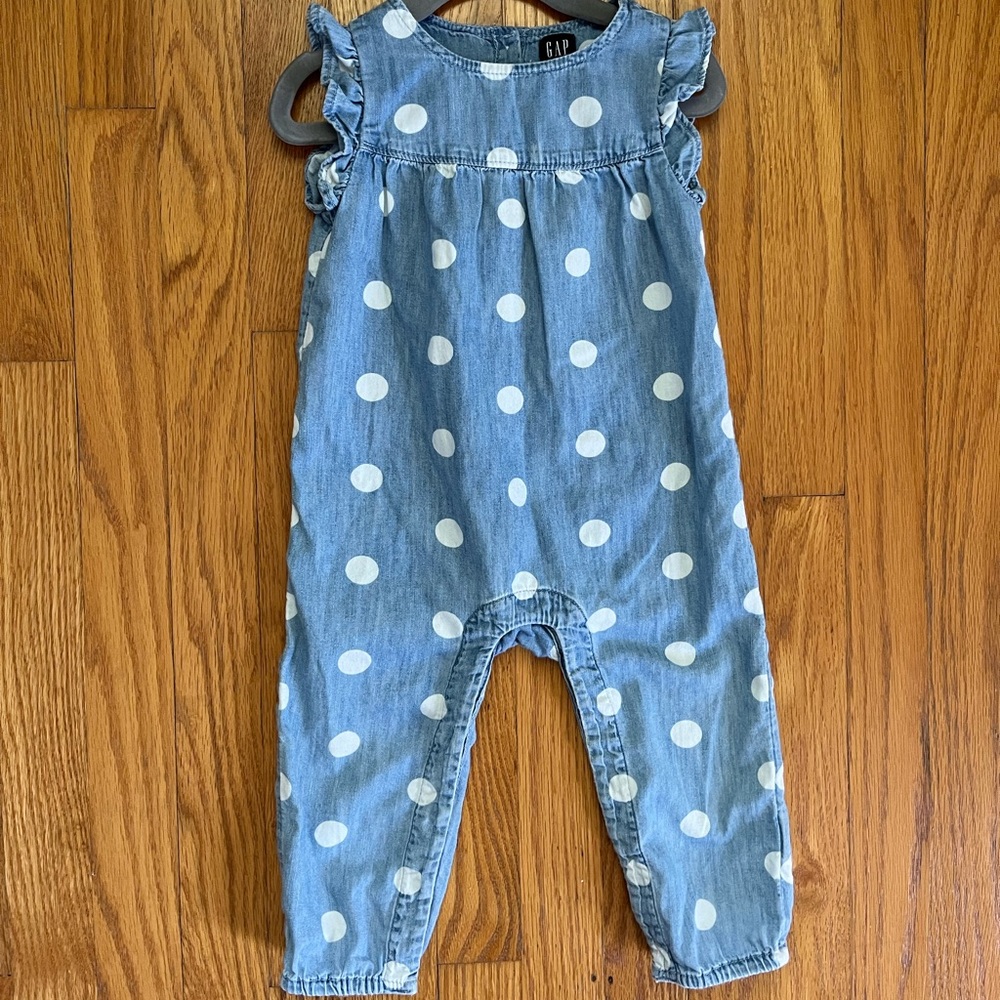 Baby Gap Ruffle Dot Denim One Piece